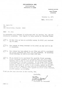 Air America rejection letter